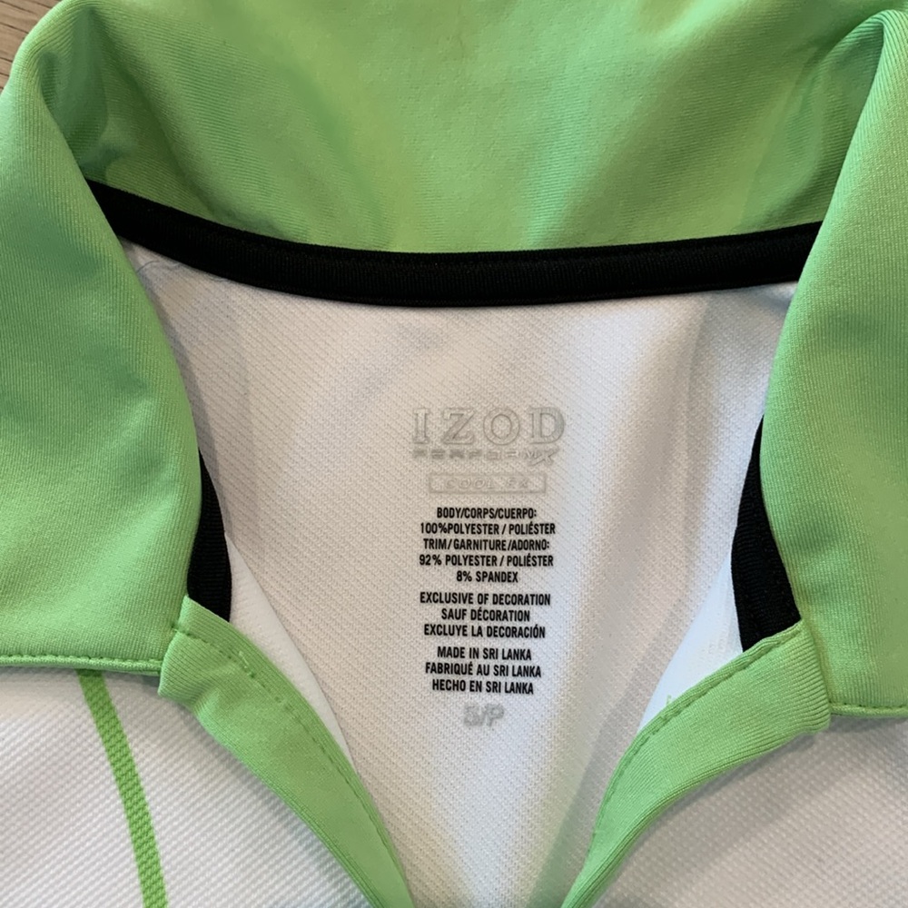 Izod Green and White Golf Skirt & Shirt Size 4 with Black Trim #101 - Picture 2 of 14